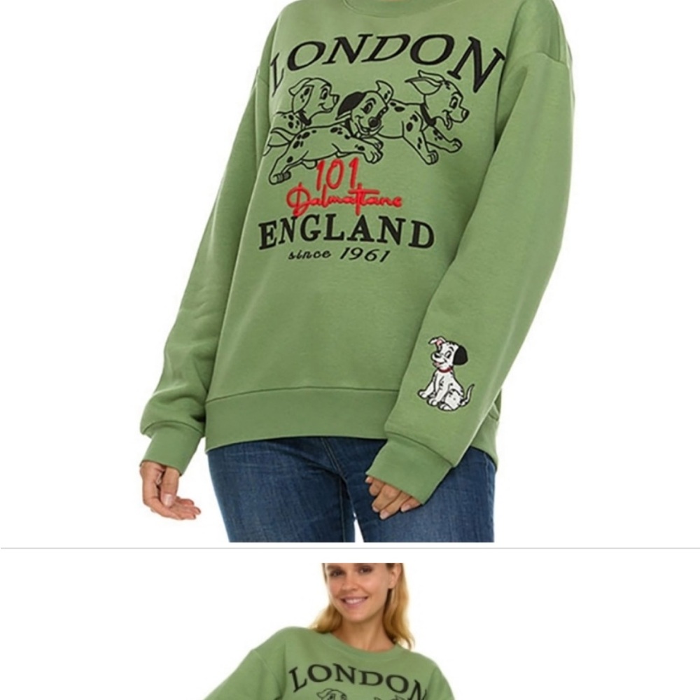 Disney ladies 101 Dalmatian Green size extra small sweatshirt new - Picture 5 of 8
